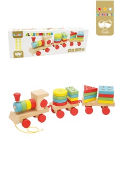 al ostoura toys Montessori Wooden Activity Cube Shape Matching Train Educational Toy  - Image 1