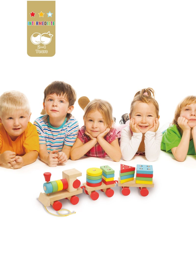 al ostoura toys Montessori Wooden Activity Cube Shape Matching Train Educational Toy  - Image 2