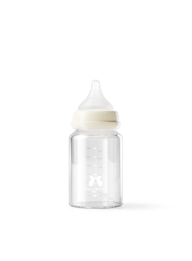 Fraupow Combi-Feed Glass Baby Bottles | Pack of 3 | 180ml Anti-Colic Baby Bottle with Slow Flow Teat | Reduces Nipple Confusion | Award Winning Baby Feeding Essentials | Includes Midwife Consultation - Image 1
