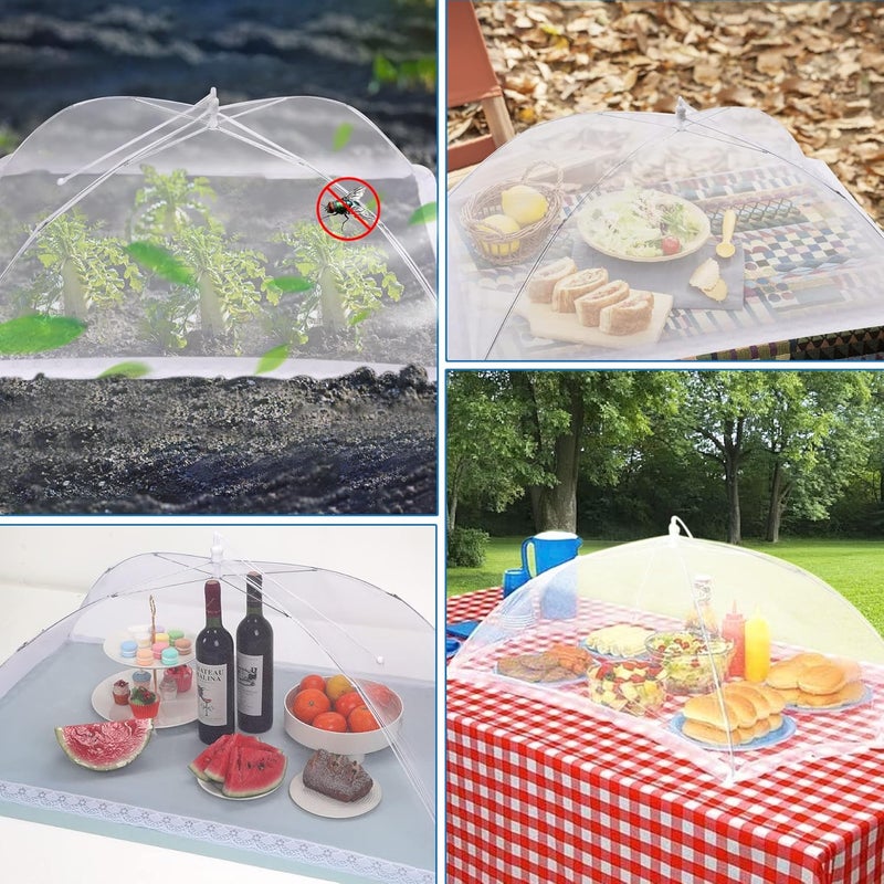 JULBEAR 4 Pcs Extra Large Mesh Food Cover Tent Umbrella Food Screen Covers for Outside Pop-up Mesh Reusable Food Nets for Parties Picnics Outdoor BBQs Collapsible (1 Pcs 40"x24", 3 Pcs 17"x17") - Image 4
