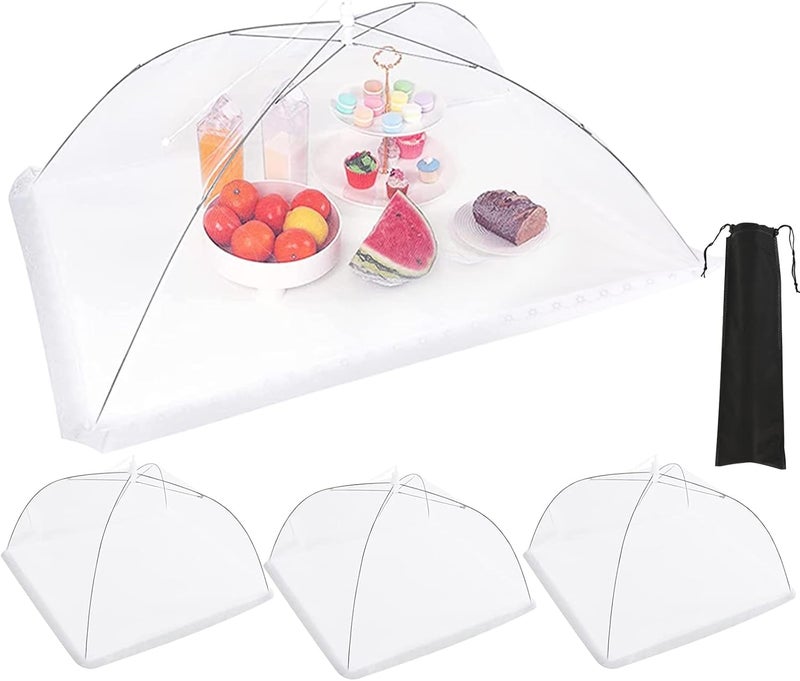 JULBEAR 4 Pcs Extra Large Mesh Food Cover Tent Umbrella Food Screen Covers for Outside Pop-up Mesh Reusable Food Nets for Parties Picnics Outdoor BBQs Collapsible (1 Pcs 40"x24", 3 Pcs 17"x17") - Image 1