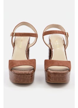 Kenneth Cole Women Adjustable Buckle Block Heel Sandals, Brown  - Image 3