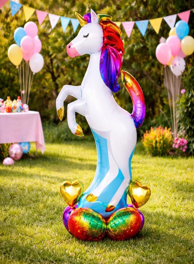 Fun Affairs Giant 48 inches Self Standing Unicorn Balloon 4D Assembly Large Unicorn Foil Balloon Inflatable Air Balloon Birthday Party Decoration Indoor and Outdoor, 1 Pc, Multicolor - Image 4