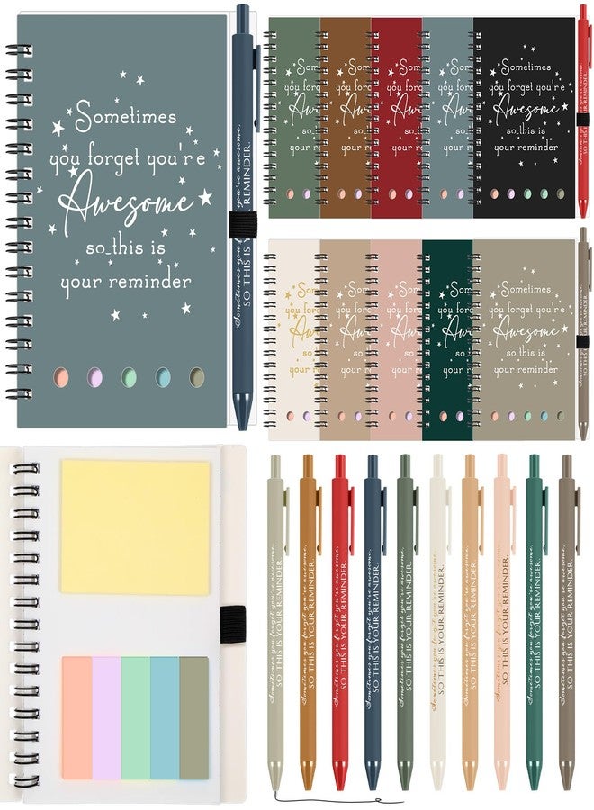 Chuangdi 10 Sets Back to School Teacher Gifts Appreciation Journal Inspirational Notebook with Sticky Notepad Ballpoint Pen Bulk Thank You Gifts for Student Staff Team Coworker Nurse(Morandi) - Image 1