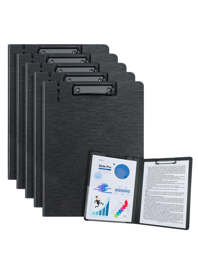 URbantin A4 Clipboard Foldera4 Foldable Clipboards With Pocket5 Pack A4 Clipboards Clip Board For Memo Form Document & School Office Work Classroom Folder (Black)  - Image 1