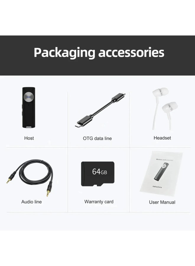 مسجل مشغل MP3 محمول، تقليل الضوضاء الذكي، التحكم الصوتي عالي الوضوح، قلم تسجيل ذو سعة كبيرة للقوارب - اللون: أسود - السعة: مسجل RC-08 + 32 جيجابايت - Image 4