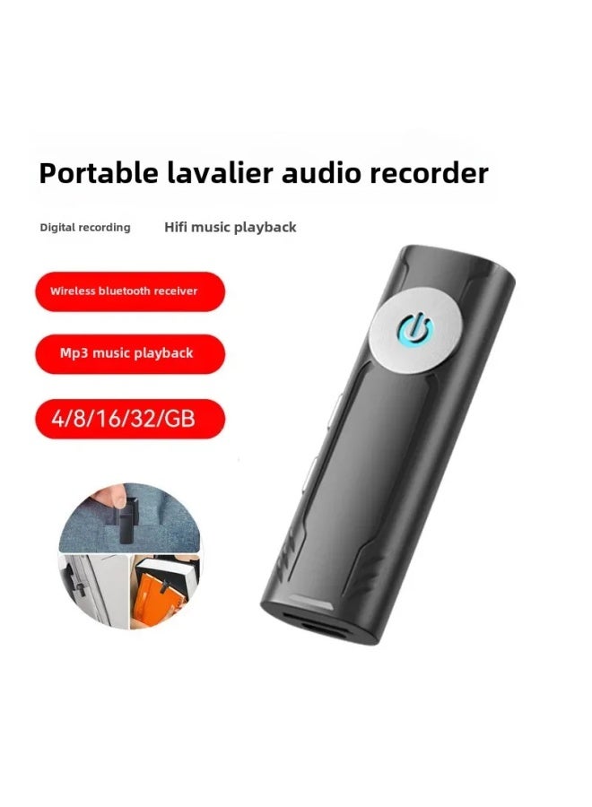 مسجل مشغل MP3 محمول، تقليل الضوضاء الذكي، التحكم الصوتي عالي الوضوح، قلم تسجيل ذو سعة كبيرة للقوارب - اللون: أسود - السعة: مسجل RC-08 + 32 جيجابايت - Image 1