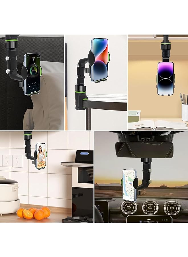 جيكتسي حامل هاتف في مرآة الرؤية الخلفية، حامل هاتف عالمي للسيارة قابل للدوران والسحب بزاوية 360 درجة، مناسب للمرايا الخلفية الكبيرة، للهواتف الذكية مقاس 4.0 إلى 6.5 بوصة، وللمكاتب بسمك 1 بوصة - Image 3