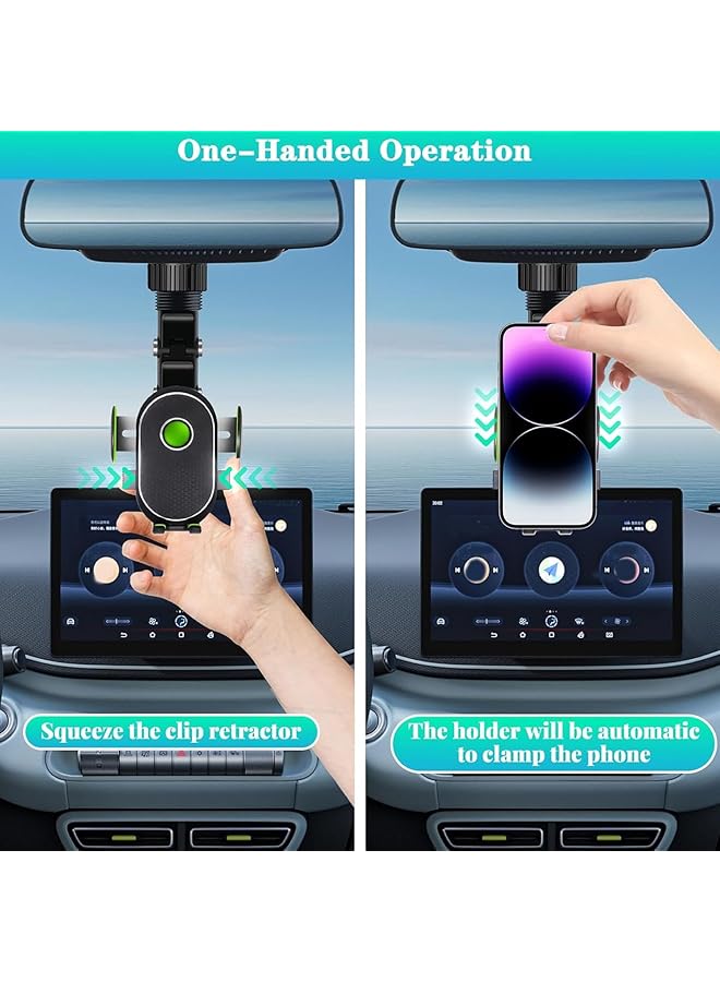 جيكتسي حامل هاتف في مرآة الرؤية الخلفية، حامل هاتف عالمي للسيارة قابل للدوران والسحب بزاوية 360 درجة، مناسب للمرايا الخلفية الكبيرة، للهواتف الذكية مقاس 4.0 إلى 6.5 بوصة، وللمكاتب بسمك 1 بوصة - Image 4