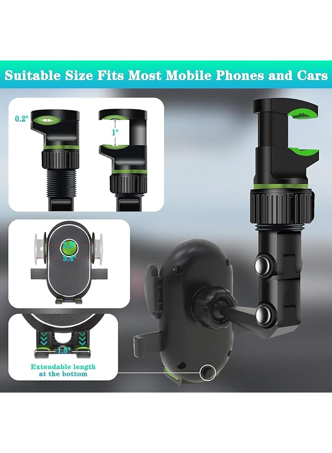 جيكتسي حامل هاتف في مرآة الرؤية الخلفية، حامل هاتف عالمي للسيارة قابل للدوران والسحب بزاوية 360 درجة، مناسب للمرايا الخلفية الكبيرة، للهواتف الذكية مقاس 4.0 إلى 6.5 بوصة، وللمكاتب بسمك 1 بوصة - Image 2