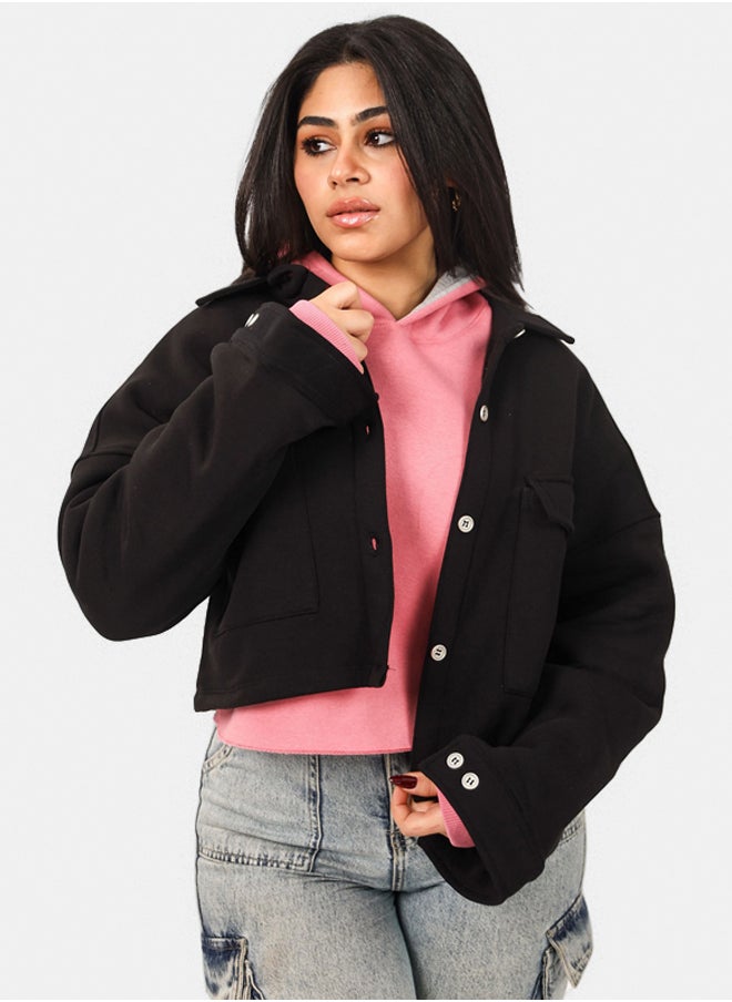 SHECHICK Shechick Melton Black Crop Shirt  - Image 1