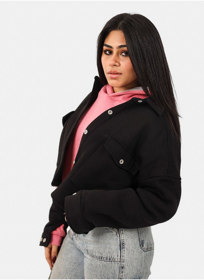 SHECHICK Shechick Melton Black Crop Shirt  - Image 2