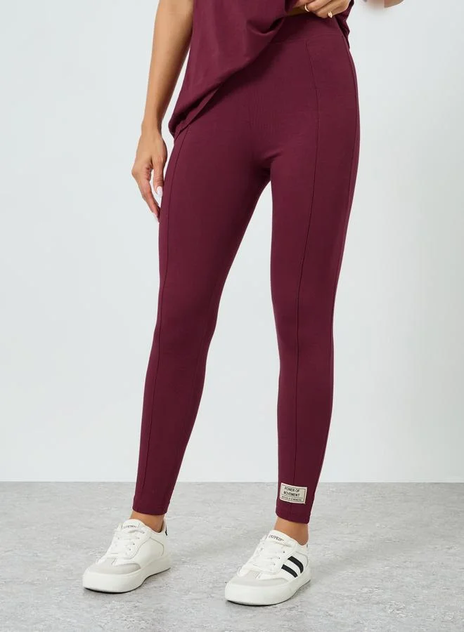 Styli Burgundy Ankle Length Leggings