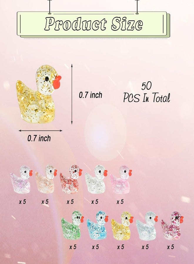 FEILIBAY 50 PCS Miniature Glitter Ducks, Tiny Resin Ducks for Fairy Garden, Xmas Party Favors, Holiday Decorations - Image 2