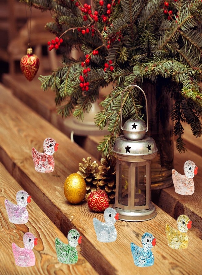 FEILIBAY 50 PCS Miniature Glitter Ducks, Tiny Resin Ducks for Fairy Garden, Xmas Party Favors, Holiday Decorations - Image 3