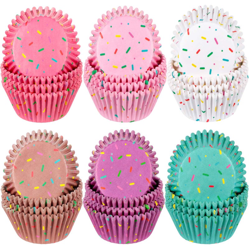 Patelai 600 Pieces Cupcake Liners Colorful Paper Baking Cups Cupcake Wrappers Wraps Muffin Case Trays for Christmas Candyland Donut Party DecorationsDelicate Color 