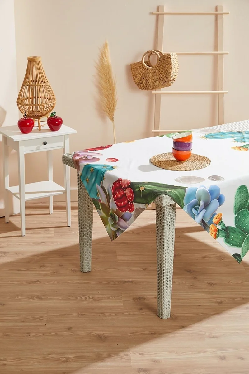 Ays Home Cactus Pattern Square Stain-Proof Tablecloth