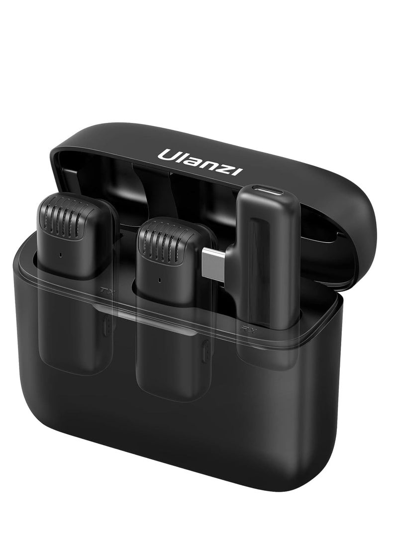 Ulanzi - ULANZI J12 Wireless Lavalier Microphone For USB C Phone 2 In1 Plug Play Mic Ith Charging Case For Phone Video Recording Interview Youtubers Vloggers 20m Transmission Range - Image 1