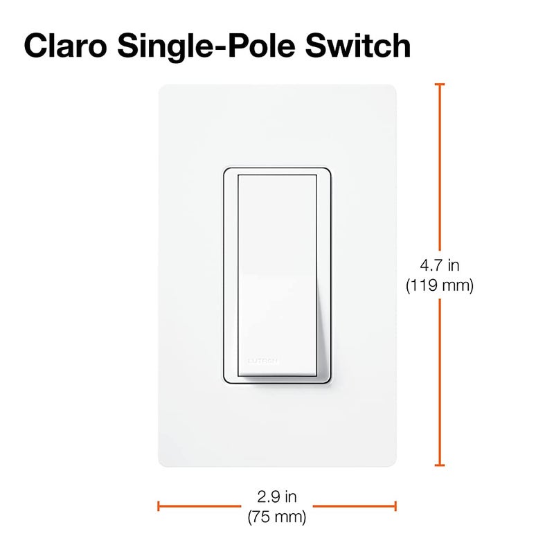 Lutron Claro 15 Amp Single-Pole Paddle Switch, CA-1PS-WH, White - Image 5