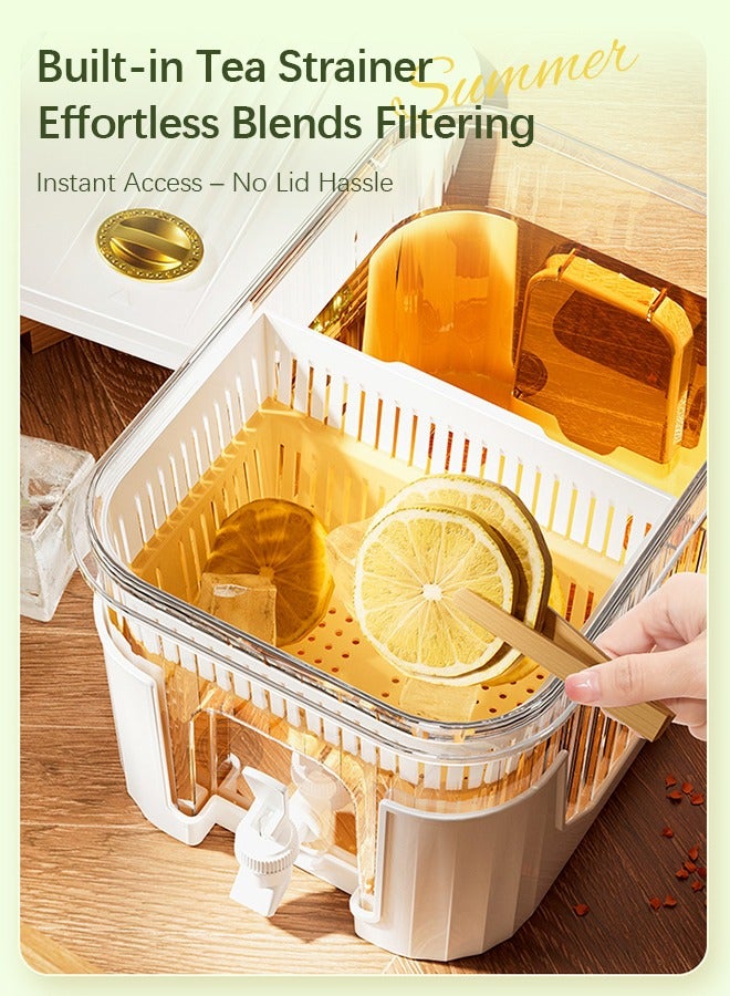 Sunnaltree Water Kettle With Faucet Household Base Stand Beverage Barrel Refrigerator White Open Fruit Tea Barrel Large Capacity Sealed Fresh Keeping Water Kettle - Image 5