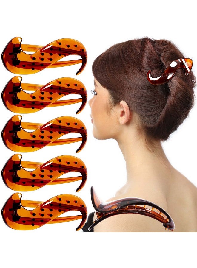 RC ROCHE ORNAMENT 6 Pcs Womens S Shape Anti Slip Firm Grip Comfortable Side Slide Beauty Chic Strong Premium Quality Plastic Lightweight Hair Accessories Clips Medium Brown - Image 2