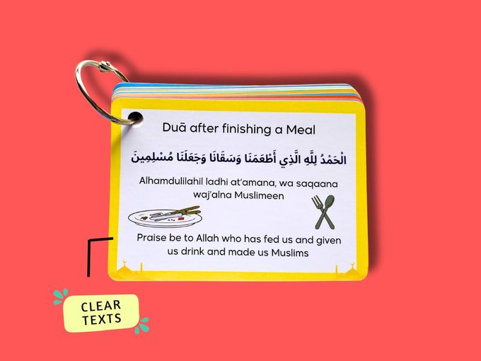 Albidaya Islamic Store 20 Must Recite Daily Dua Cards, Islamic Flash Cards, Muslim Children Gift, Dua Cards, Quran, Dua Book, Arabic Dua Cards with Transliteration, Ramadan Gift - Image 5