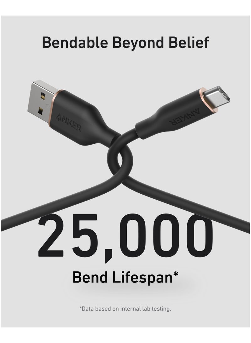 Anker Type C Cable，2 Pack USB A to USB C Flow Cord, Fast Charging for iPhone 17 16 or Max Plus and More (6FT, Black) - Image 5