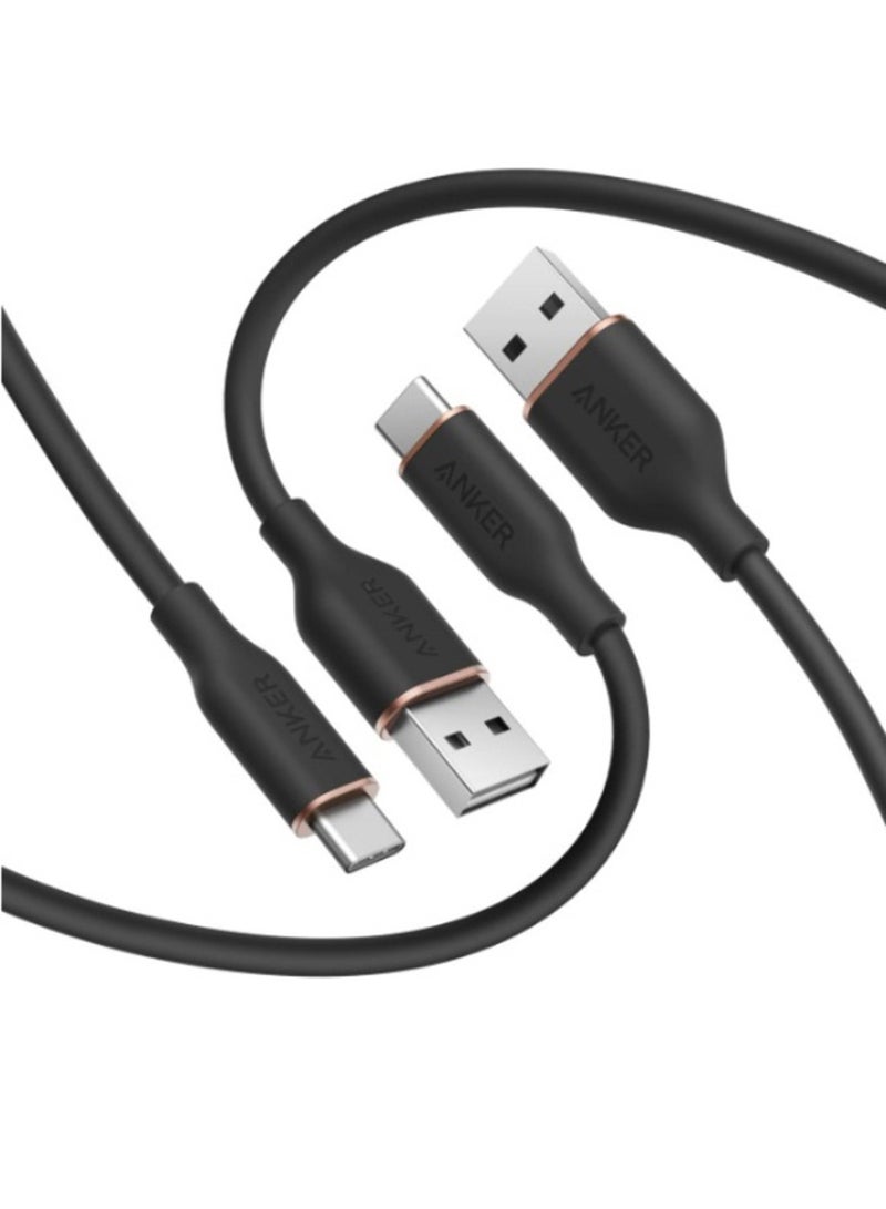 Anker Type C Cable，2 Pack USB A to USB C Flow Cord, Fast Charging for iPhone 17 16 or Max Plus and More (6FT, Black) - Image 1