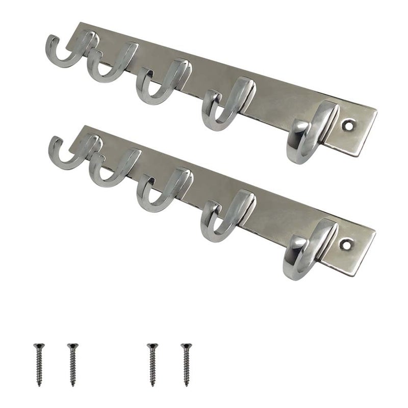 VOLO Premium 5 Pin ChromeGlossy Cloth Hanger Wall Door Hooks Rail for Hanging Clothes Bathroom Towel Hook Set Pack of 2 pcs - Image 4