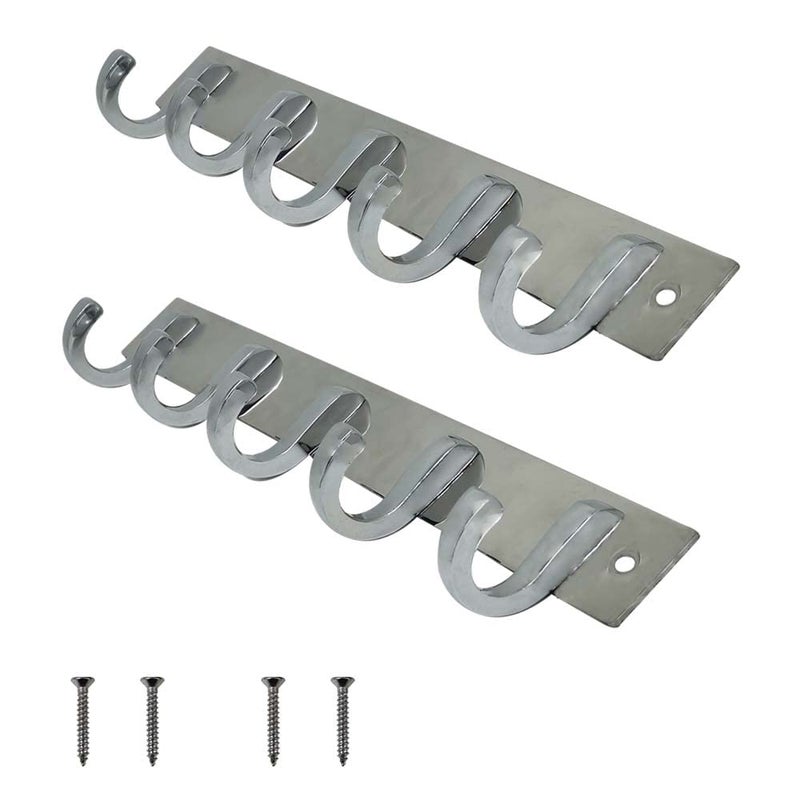 VOLO Premium 5 Pin ChromeGlossy Cloth Hanger Wall Door Hooks Rail for Hanging Clothes Bathroom Towel Hook Set Pack of 2 pcs - Image 5