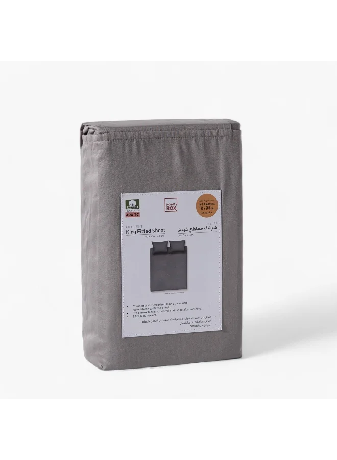 Home Box Opulent Luxe Solid Cotton Queen Fitted Sheet - 150x200+40 cm