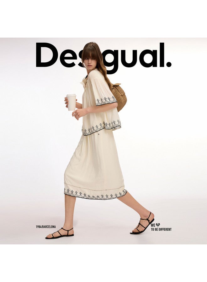 DESIGUAL ss25 New Collection Heavy Embroidered Pleated Umbrella Hem Skirt - Image 2