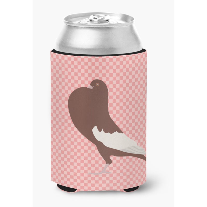 Caroline's Treasures ""Caroline's Treasures English Pouter Pigeon Pink Check Decorative Can Hugger  Multicolor"" 