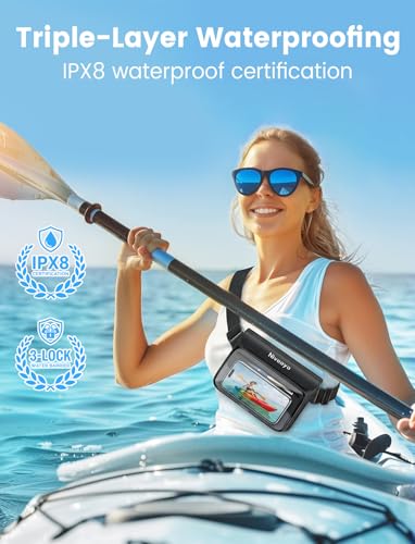 Niveaya IPX8 Waterproof Fanny Pack for Men Women Large Capacity Touch Screen Dry Bag for Kayaking Paddle Boarding Waterpark Swimming Essentials Adjustable Waist Strap Pouch for Cell Phone - Image 3