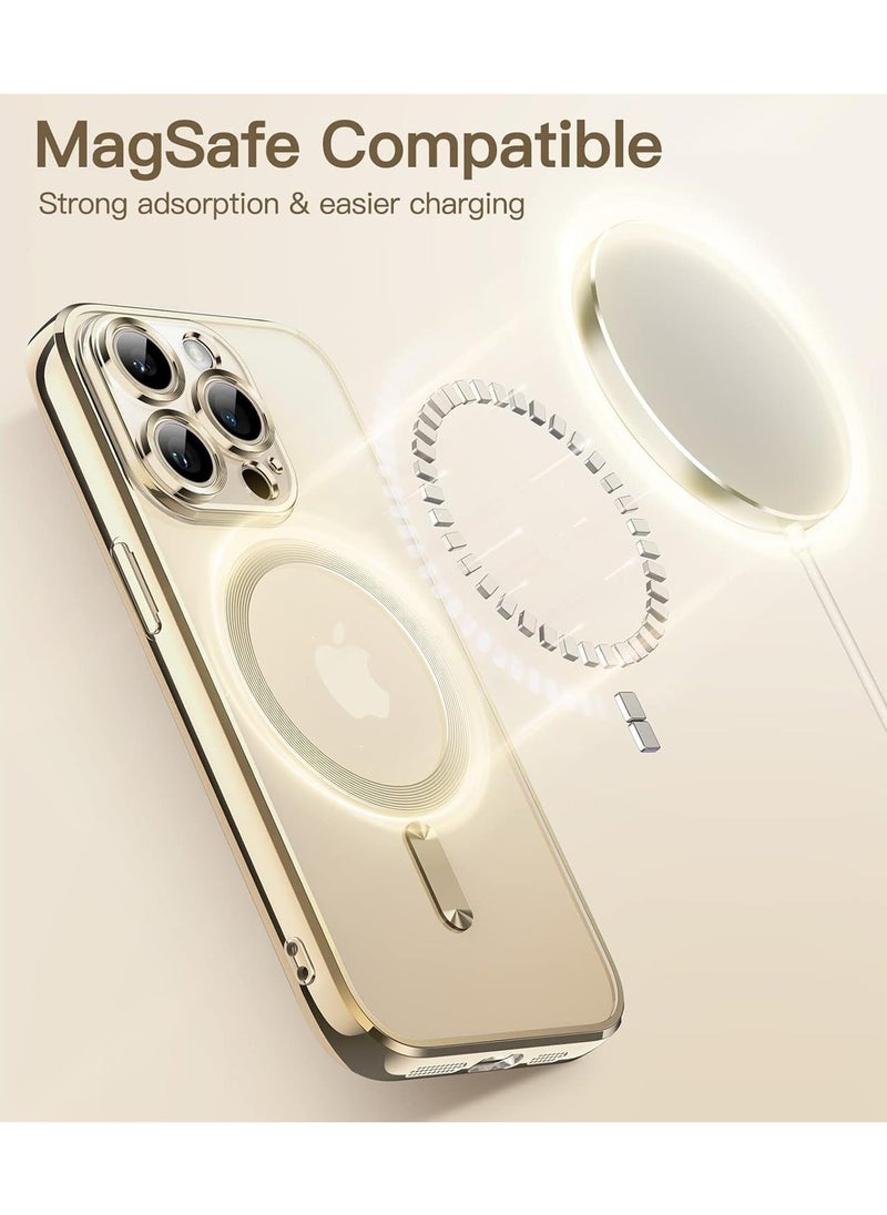 Generic - Electroplated Case for iPhone 14 Pro Max 6.7-Inch, Camera Lens Full Protection, Compatible with MagSafe Wireless Charging, Shockproof Soft TPU Phone Cover (Gold) - Image 1