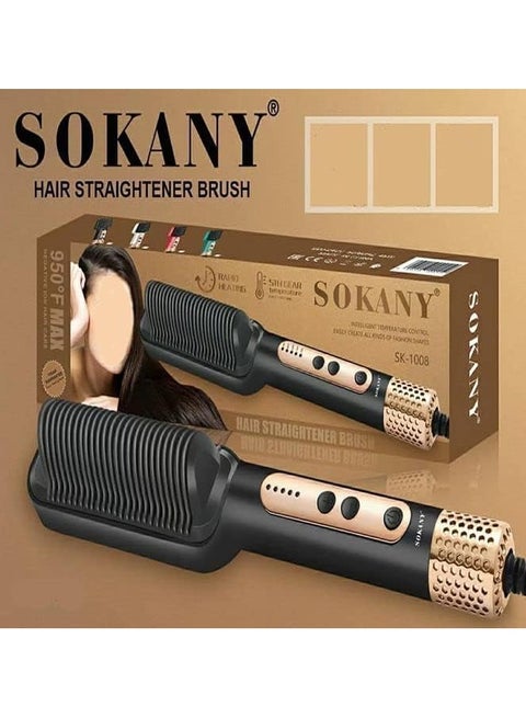 Hair straightening brush with a maximum temperature of 950°F straightens and smooths hair, safe for hair - 1009-SK