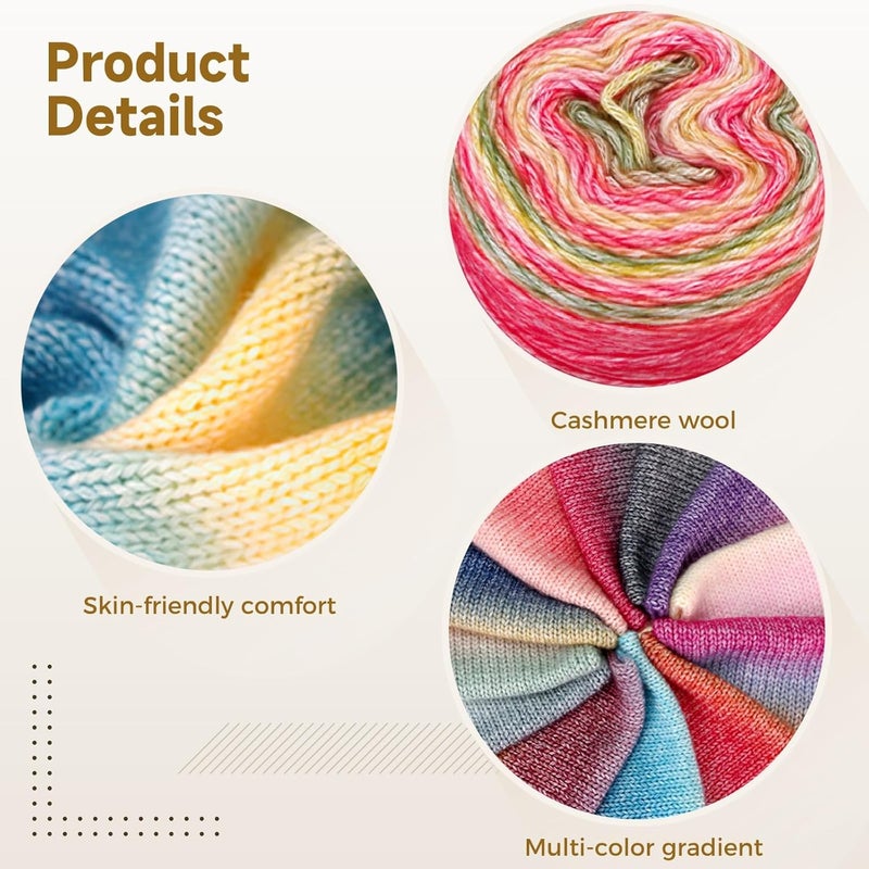 Cake Yarns 5 Rolls, Ombre Wool Blend for Crochet, Knitting Yarn in Variegated Colors, Ideal for Blankets,DIY Crafts and Scarves - Image 5