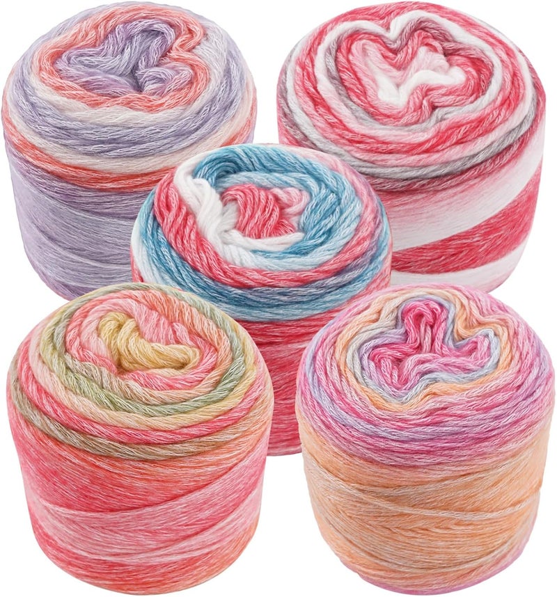 Cake Yarns 5 Rolls, Ombre Wool Blend for Crochet, Knitting Yarn in Variegated Colors, Ideal for Blankets,DIY Crafts and Scarves - Image 1