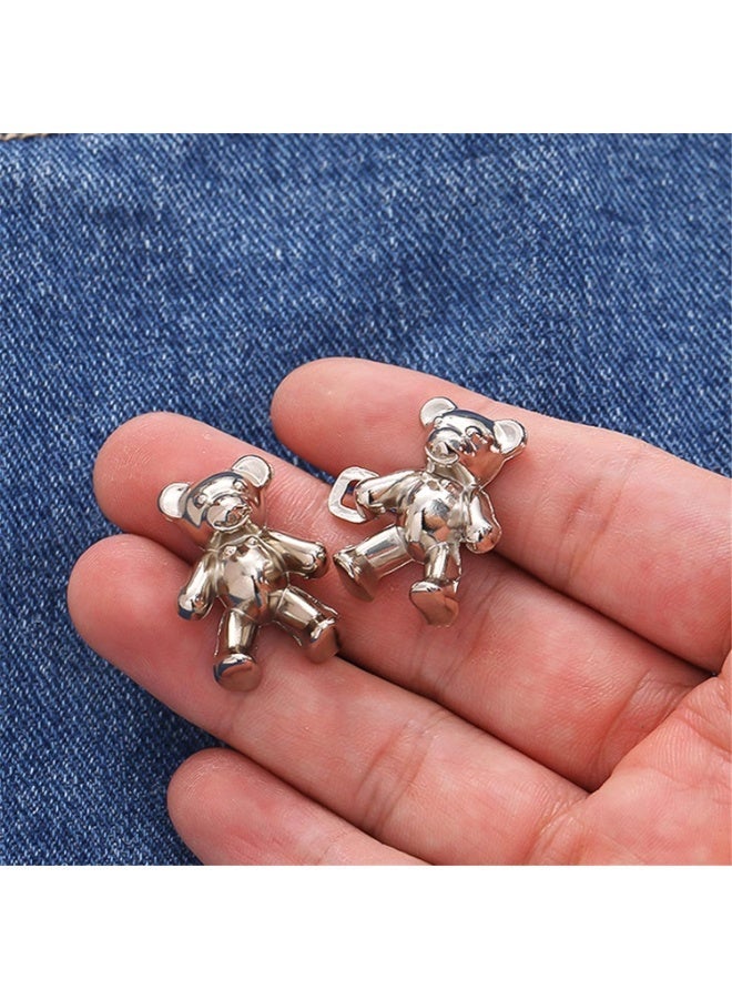 HZYH 8 Pcs Bear Jean Button Pins – Pants Waist Tightener Clips, No-Sew Button Fix for Loose Jeans, Cute Bear Clips for Pants  Adjustment - Image 2