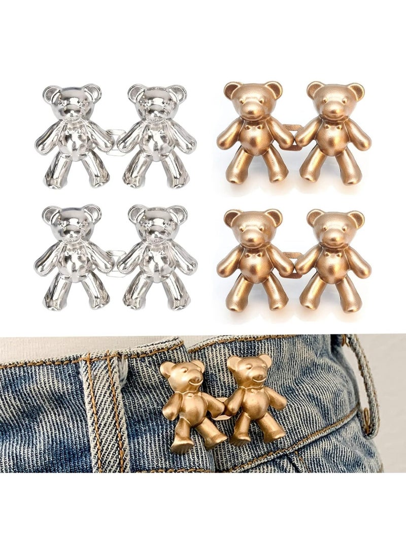 HZYH 8 Pcs Bear Jean Button Pins – Pants Waist Tightener Clips, No-Sew Button Fix for Loose Jeans, Cute Bear Clips for Pants  Adjustment - Image 1