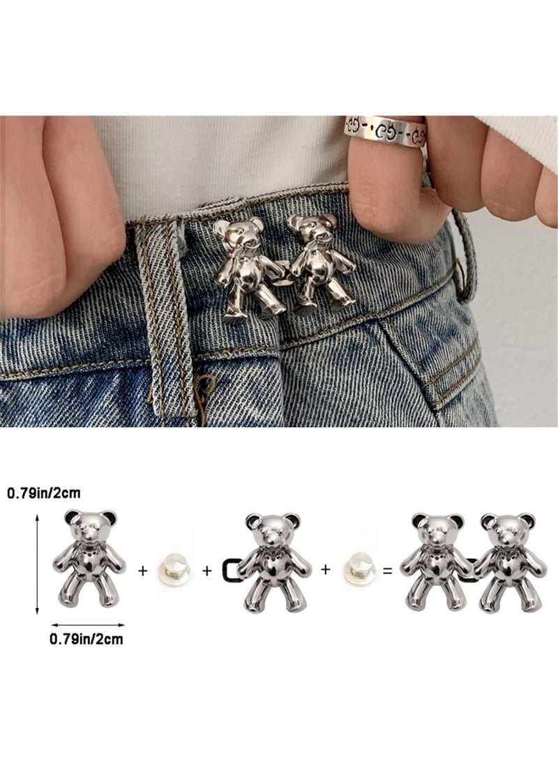 HZYH 8 Pcs Bear Jean Button Pins – Pants Waist Tightener Clips, No-Sew Button Fix for Loose Jeans, Cute Bear Clips for Pants  Adjustment - Image 5