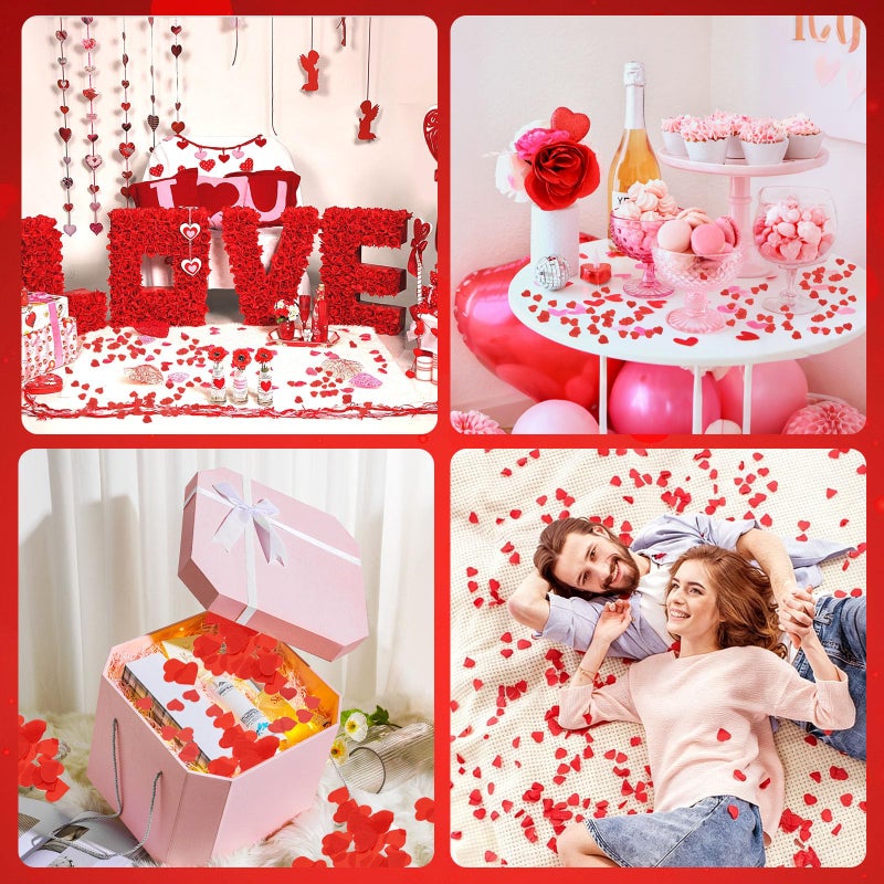 Comemela Paper Heart Confetti, 8000Pcs Tissue Paper Hearts Shape Confetti for Valentines Day Table Decorations Wedding Birthday Party Supplies - Image 5