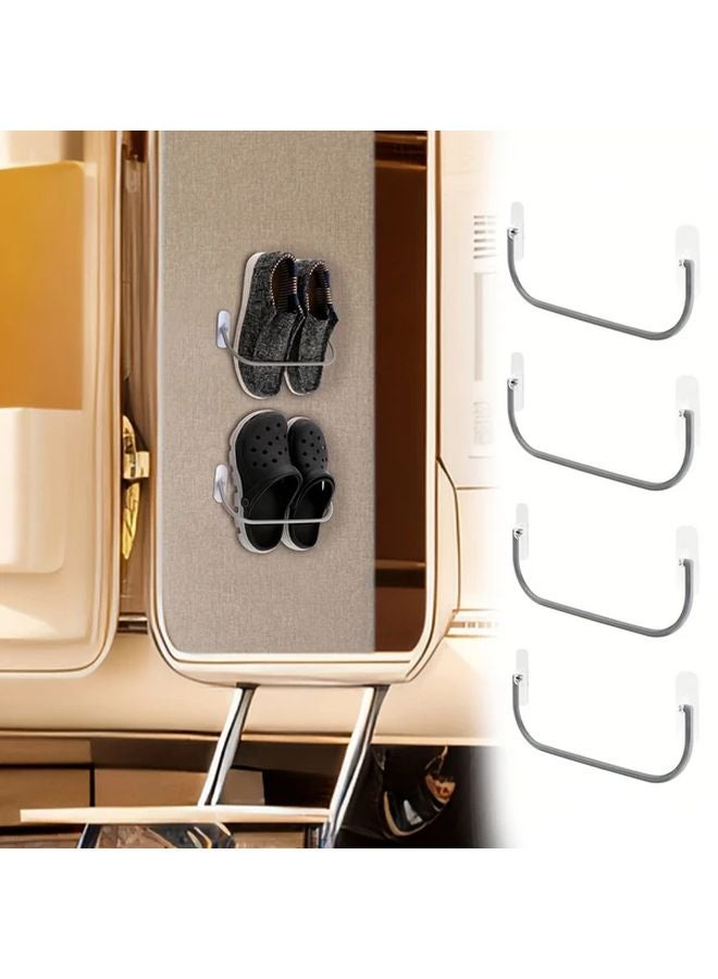 4 قطع رف أحذية رمادي قابل للطي للحائط موفر للمساحة مع خطاطيف - Image 5