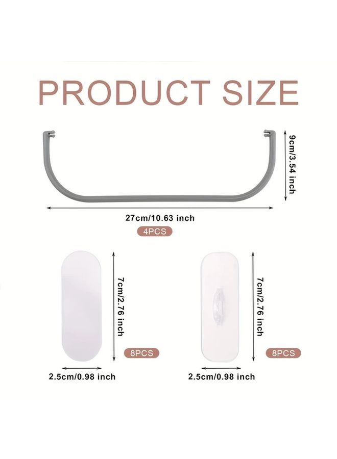 4 قطع رف أحذية رمادي قابل للطي للحائط موفر للمساحة مع خطاطيف - Image 3