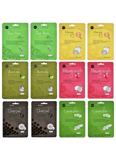 Celavi Cosmetics celavi Essence Facial Face Mask Paper Sheet Korea Skin Care Moisturizing 12 Pack (Mix - 2 of Each)  - Image 1
