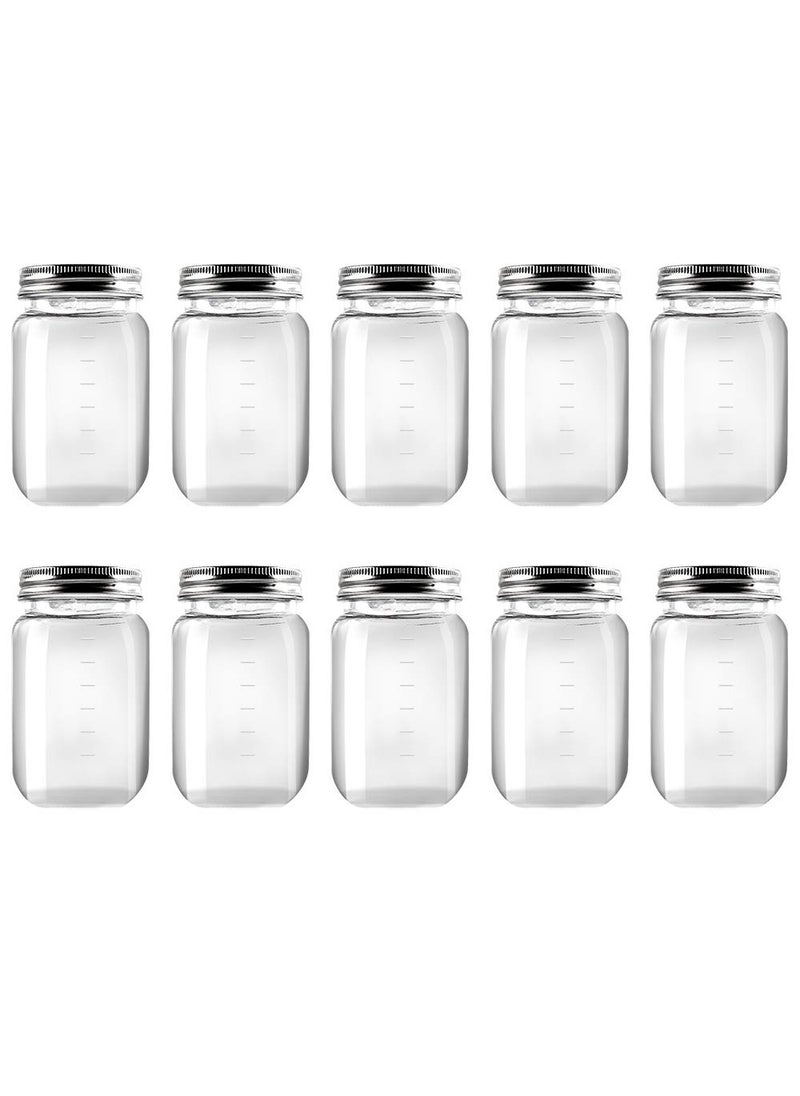 Novelinks novelinks 16 Ounce Clear Plastic Jars Containers With Screw On Lids  Refillable Round Empty Plastic Slime Storage Containers for Kitchen  Household Storage  BPA Free 10 Pack 