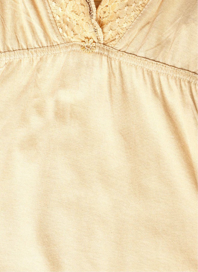 Red Rose RedRose Cotton Sleeveless Full Length Maxi Nighty Slip in Beige - Image 2