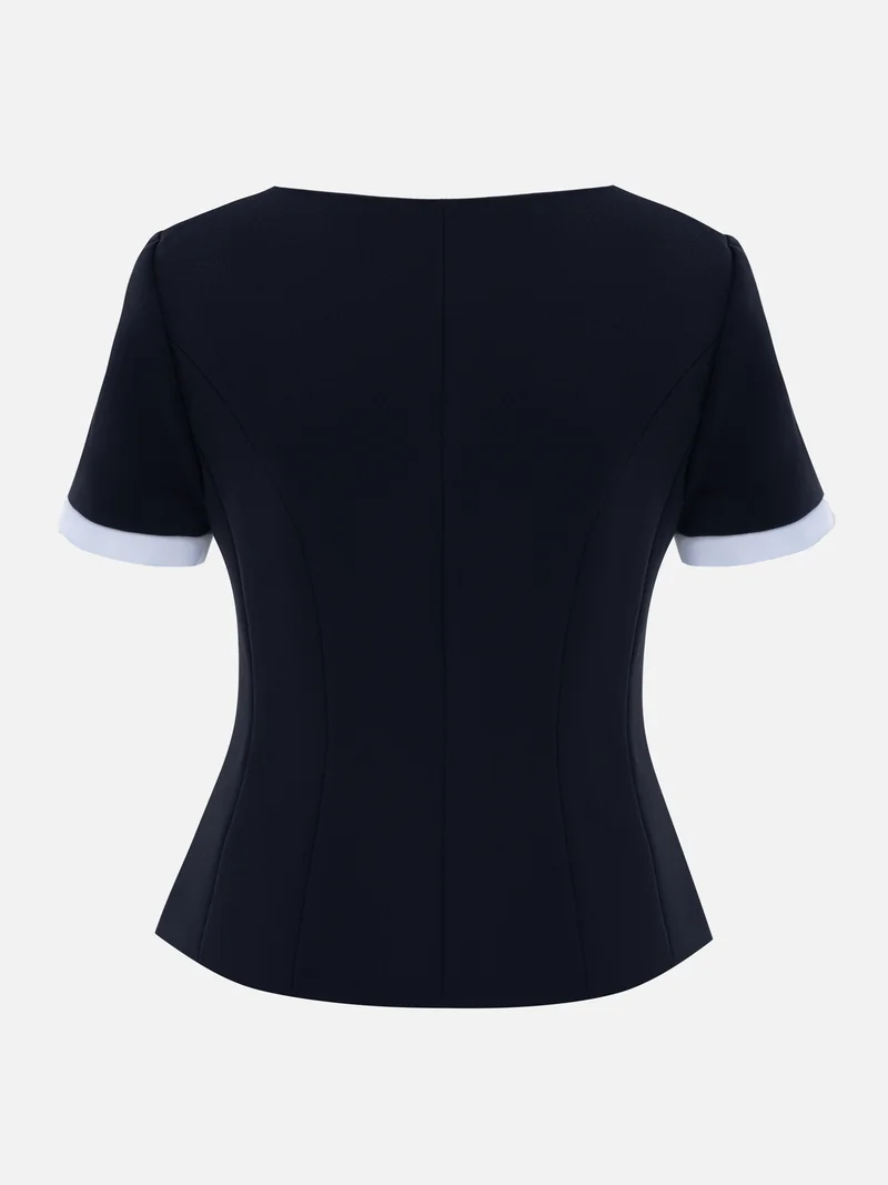 Lichi Vintage style blouse with short sleeves