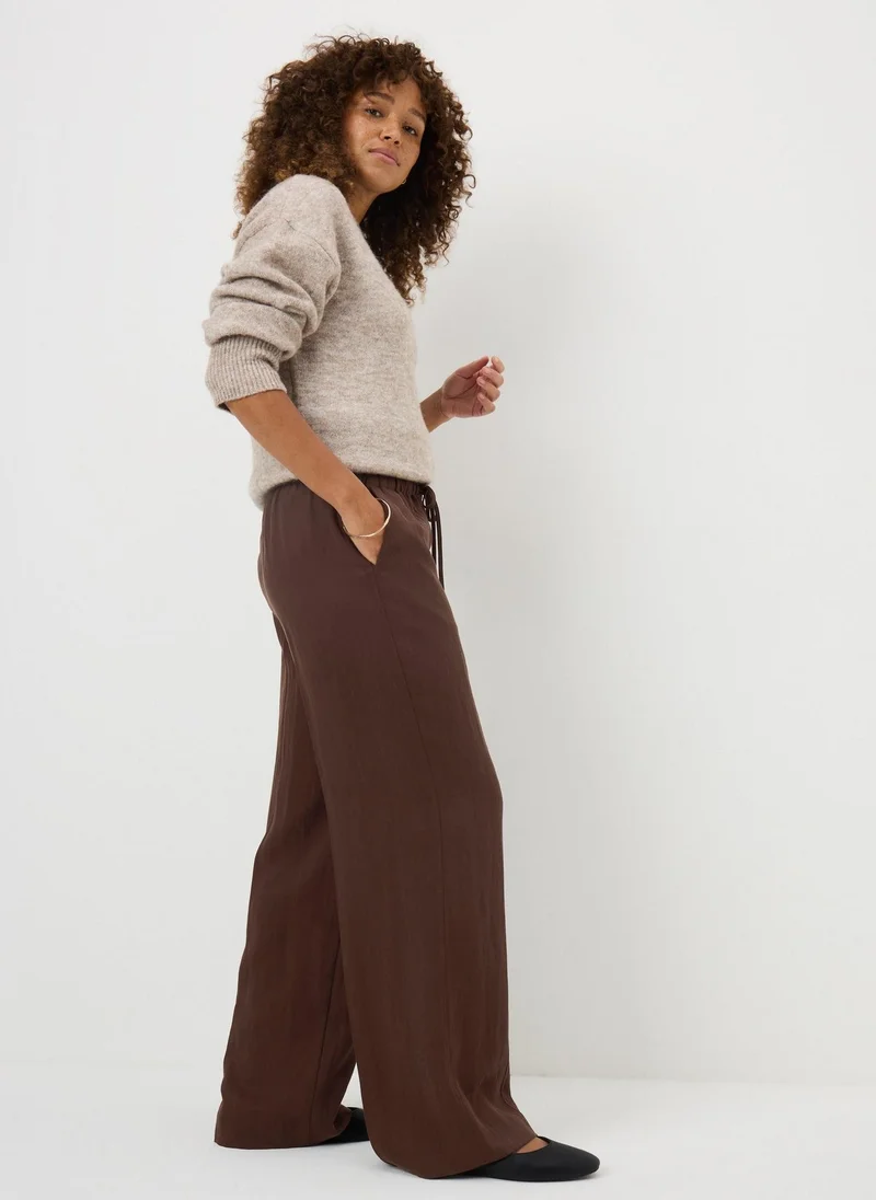 Matalan Chocolate Brown Lyocell Wide Leg Trousers