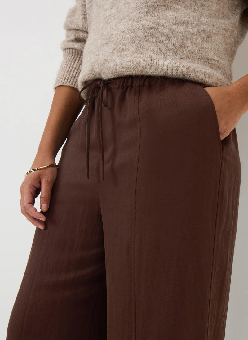 Matalan Chocolate Brown Lyocell Wide Leg Trousers